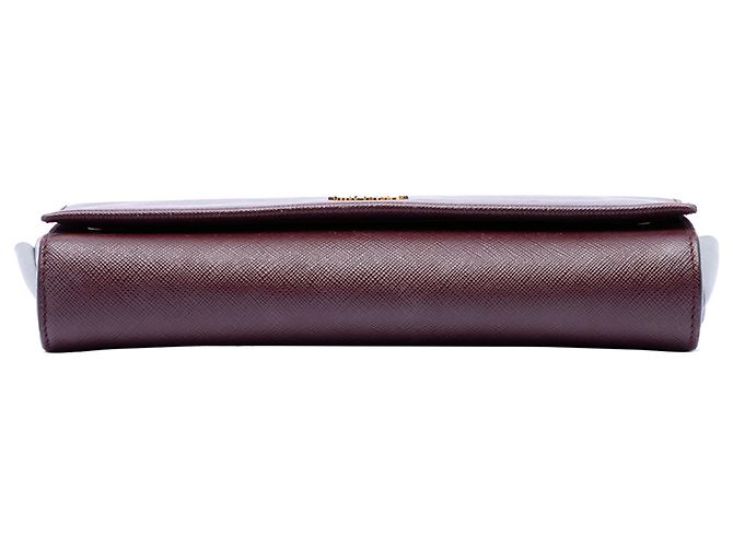 Clutch Bibliotheque Prada in Saffiano rosso e pelle City con catena Bordò - vista 3