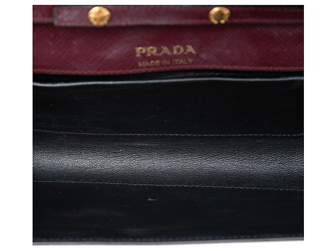 Clutch Bibliotheque Prada in Saffiano rosso e pelle City con catena Bordò - vista 4
