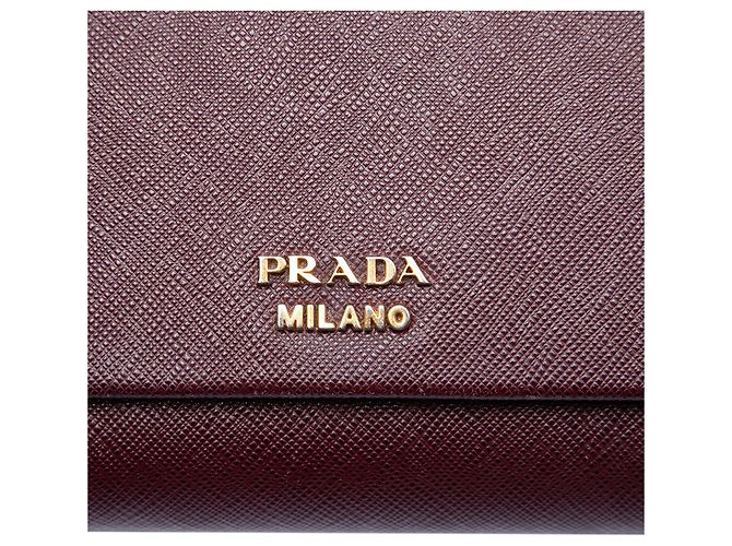 Clutch Bibliotheque Prada in Saffiano rosso e pelle City con catena Bordò - vista 5