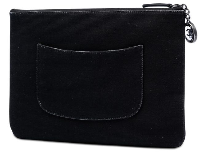 Chanel Black Medium Canvas La Pausa Zip O Case Clutch Nero - vista 2