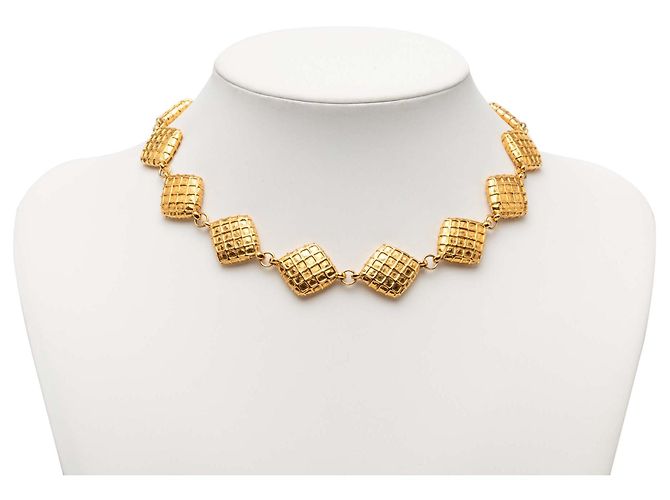 Collana Chanel Gold CC placcata oro trapuntata diamante D'oro - vista 5