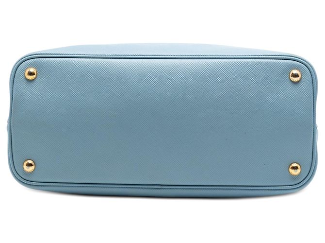 Prada Blauer Bicolor Saffiano Cuir Double Satchel Medium Hellblau - Ansicht 3