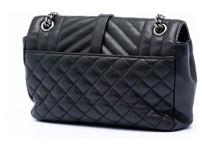 Borsa College Monogram Triquilt in pelle di pecora nera Medium Saint Laurent Nero - vista 2