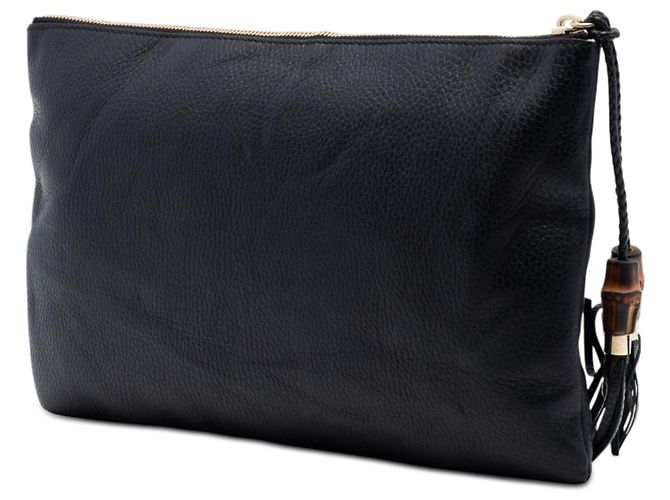 Bamboo Clutch in pelle di vitello nera con nappa in bambù Gucci Nero - vista 2