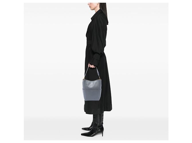 16 Céline Borsa a secchiello Celine Gray Medium in pelle Seau Sangle Marrone - vista 7