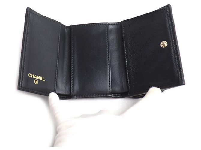 Chanel Boy Chanel Matelassé Dreifach-Geldbeutel Schwarz - Ansicht 3