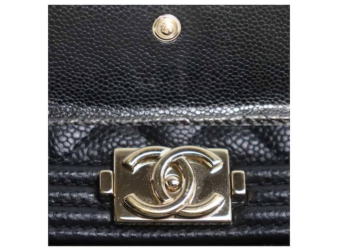 Chanel Boy Chanel Matelassé Dreifach-Geldbeutel Schwarz - Ansicht 7