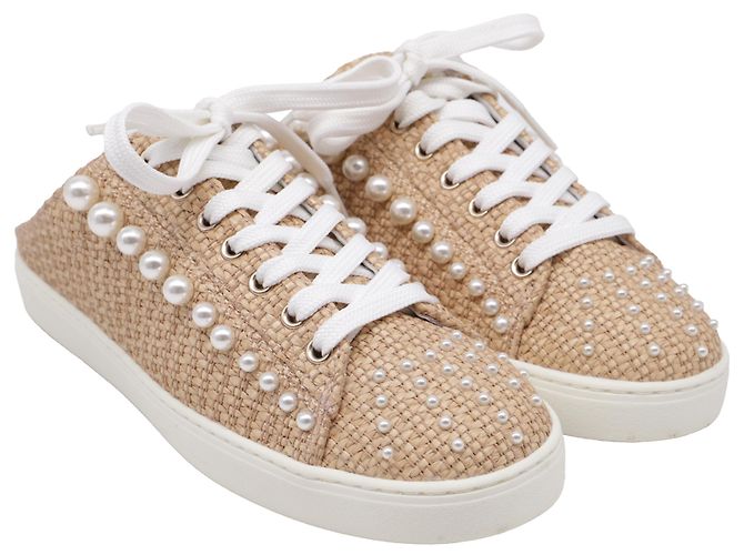 Mule Goldie di Stuart Weitzman in rafia beige - vista 3