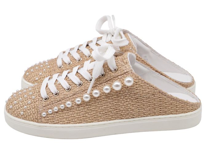 Mule Goldie di Stuart Weitzman in rafia beige - vista 4