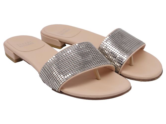 Sandali piatti decorati Stuart Weitzman in pelle argento - vista 2