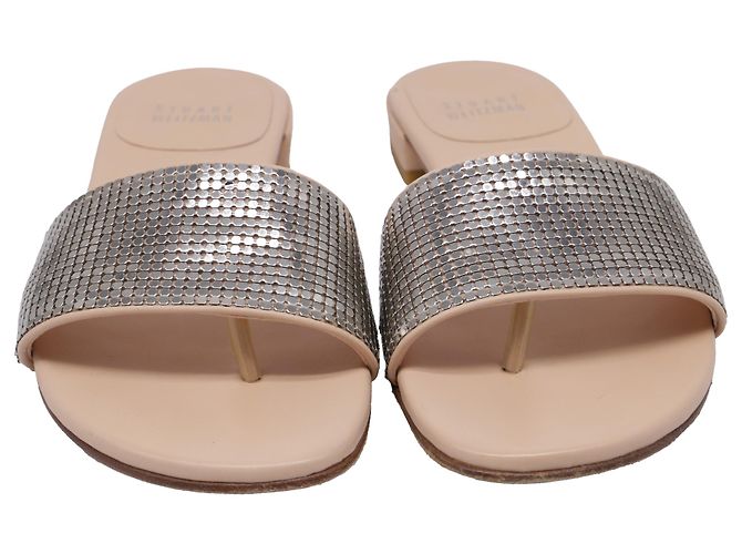 Sandali piatti decorati Stuart Weitzman in pelle argento - vista 3