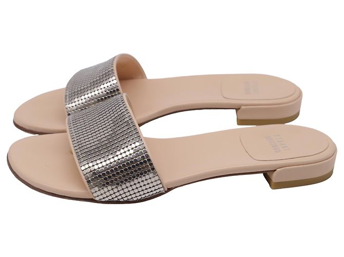 Sandali piatti decorati Stuart Weitzman in pelle argento - vista 4