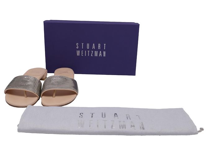 Sandali piatti decorati Stuart Weitzman in pelle argento - vista 7