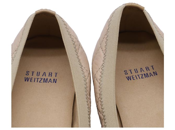 Sapatilhas acolchoadas Stuart Weitzman em couro bege - vista 8