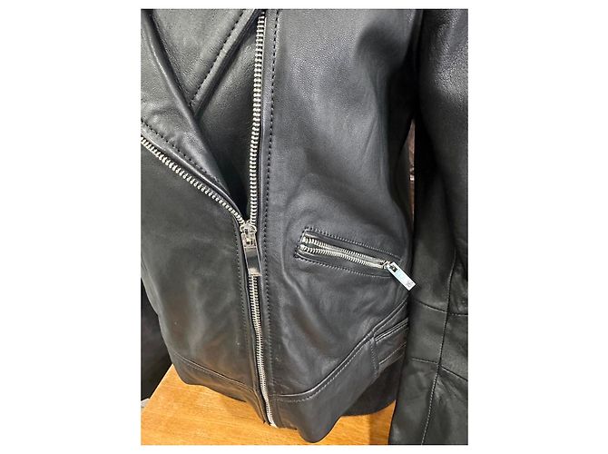 Autre Marque Camaïeu Schwarze Lederjacke Biker Perfecto - Ansicht 2
