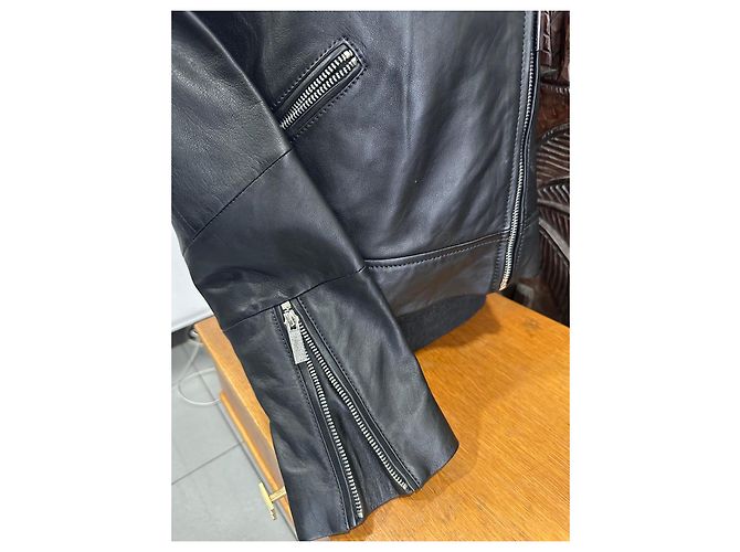 Autre Marque Camaïeu Schwarze Lederjacke Biker Perfecto - Ansicht 4