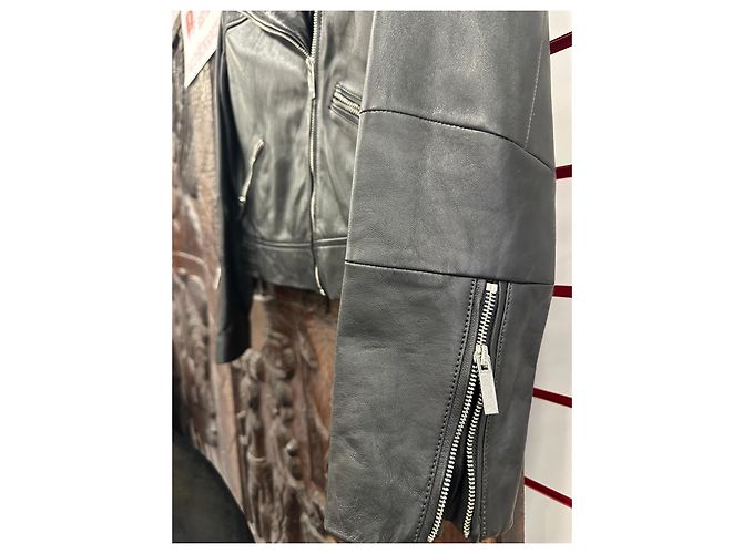 Autre Marque Camaïeu Schwarze Lederjacke Biker Perfecto - Ansicht 6