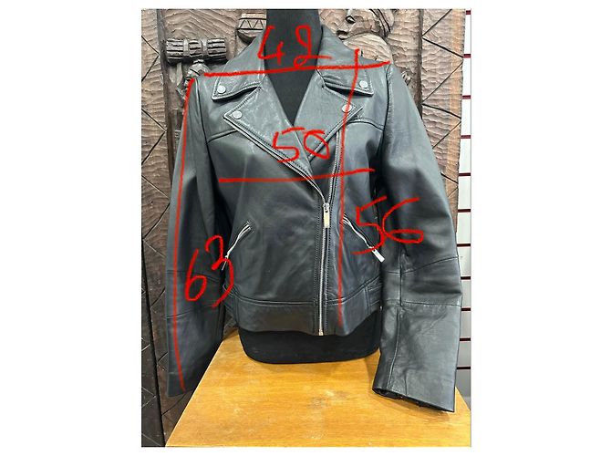 Autre Marque Camaïeu Schwarze Lederjacke Biker Perfecto - Ansicht 7