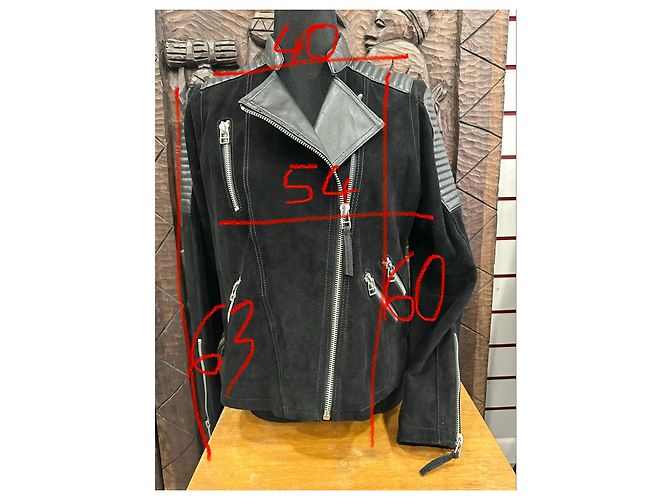 Mango Black Leather and Suede Biker Jacket - view 11