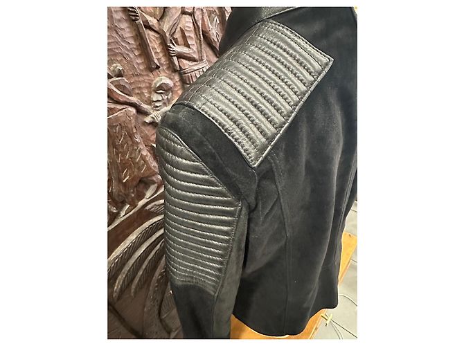 Mango Black Leather and Suede Biker Jacket - view 5