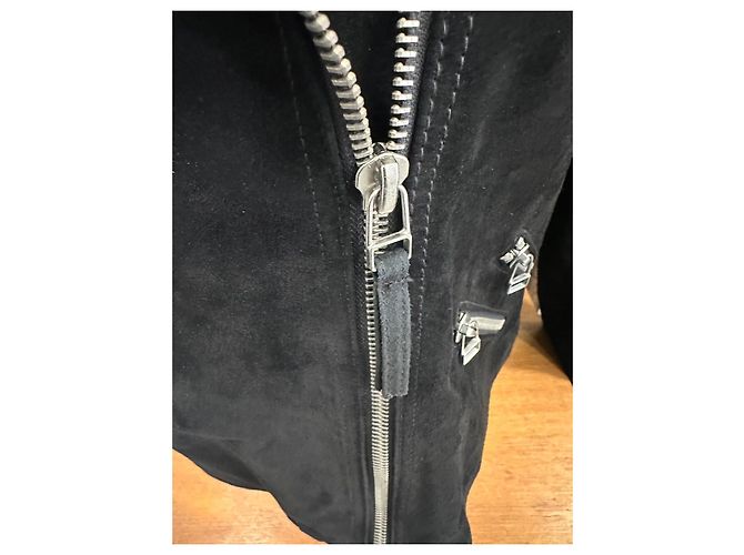 Mango Black Leather and Suede Biker Jacket - view 7