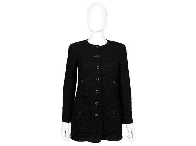 Chanel Black Wool Jacket with Chain Detail - view 2