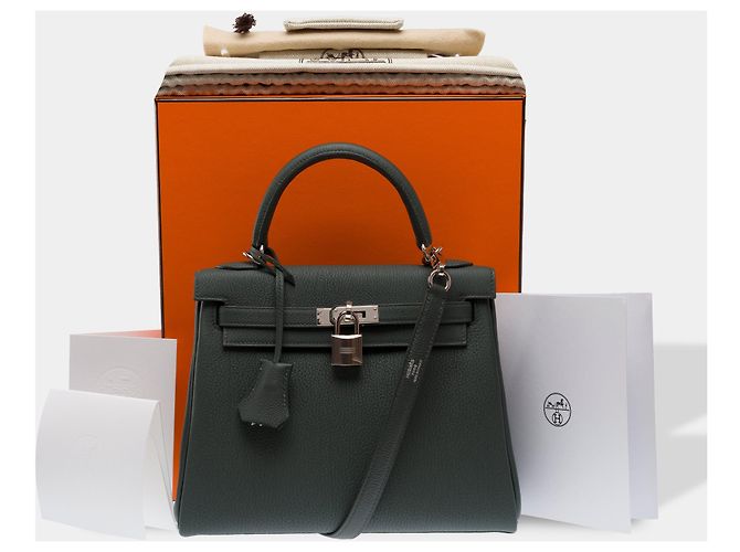 Hermès Borsa HERMES Kelly 25 in Pelle Verde - 103493 - vista 2