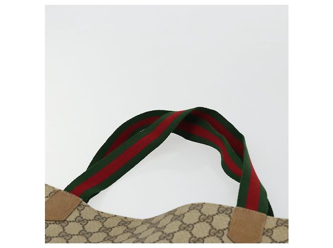Borsa Tote GUCCI GG Supreme Web Sherry Line PVC Beige Rosso Verde Auth 177505 - vista 14