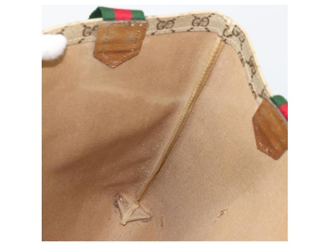 Borsa Tote GUCCI GG Supreme Web Sherry Line PVC Beige Rosso Verde Auth 177505 - vista 19