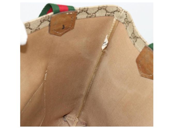 Borsa Tote GUCCI GG Supreme Web Sherry Line PVC Beige Rosso Verde Auth 177505 - vista 20