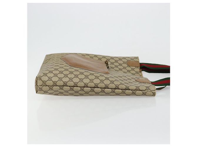 Borsa Tote GUCCI GG Supreme Web Sherry Line PVC Beige Rosso Verde Auth 177505 - vista 3