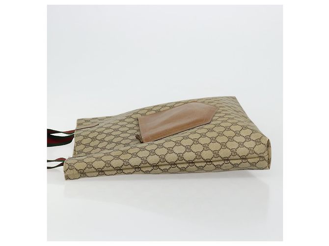 Borsa Tote GUCCI GG Supreme Web Sherry Line PVC Beige Rosso Verde Auth 177505 - vista 4