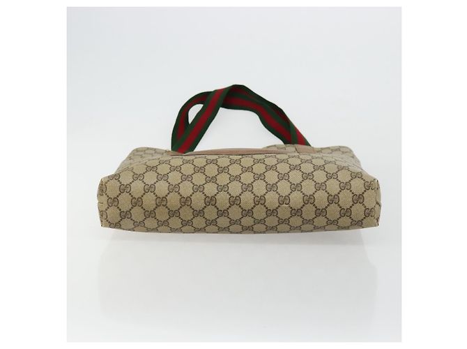 Borsa Tote GUCCI GG Supreme Web Sherry Line PVC Beige Rosso Verde Auth 177505 - vista 5