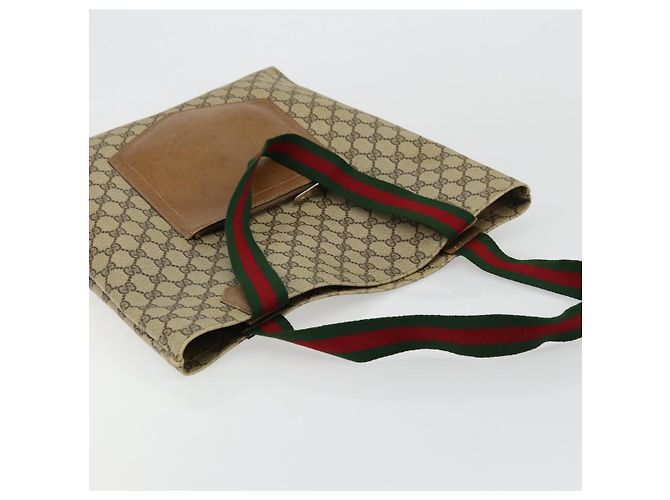 Borsa Tote GUCCI GG Supreme Web Sherry Line PVC Beige Rosso Verde Auth 177505 - vista 6