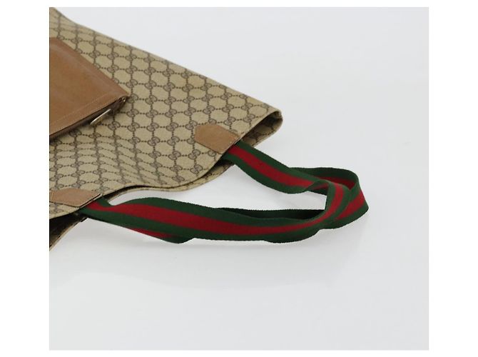 Borsa Tote GUCCI GG Supreme Web Sherry Line PVC Beige Rosso Verde Auth 177505 - vista 7