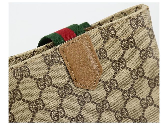 Borsa Tote GUCCI GG Supreme Web Sherry Line PVC Beige Rosso Verde Auth 177505 - vista 9