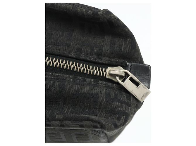 Borsa a mano FENDI Zucchino Canvas Nera Argento Auth 178108 Nero - vista 10