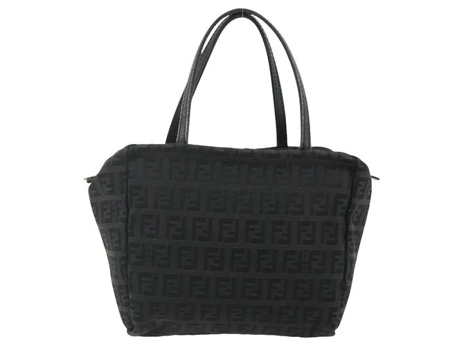 Borsa a mano FENDI Zucchino Canvas Nera Argento Auth 178108 Nero - vista 13