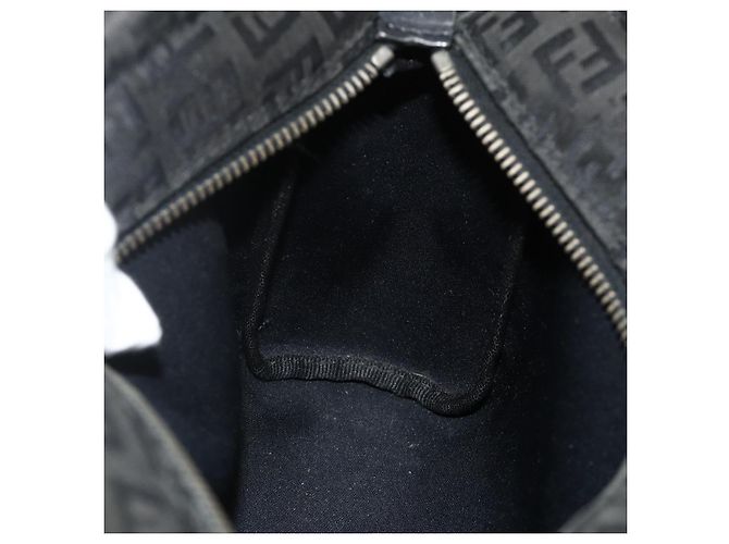 Borsa a mano FENDI Zucchino Canvas Nera Argento Auth 178108 Nero - vista 19