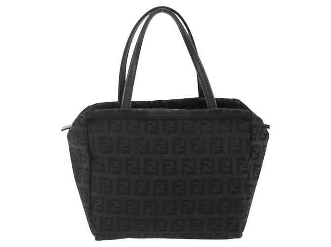 Borsa a mano FENDI Zucchino Canvas Nera Argento Auth 178108 Nero - vista 2