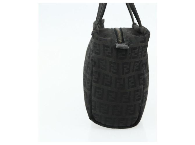 Borsa a mano FENDI Zucchino Canvas Nera Argento Auth 178108 Nero - vista 4