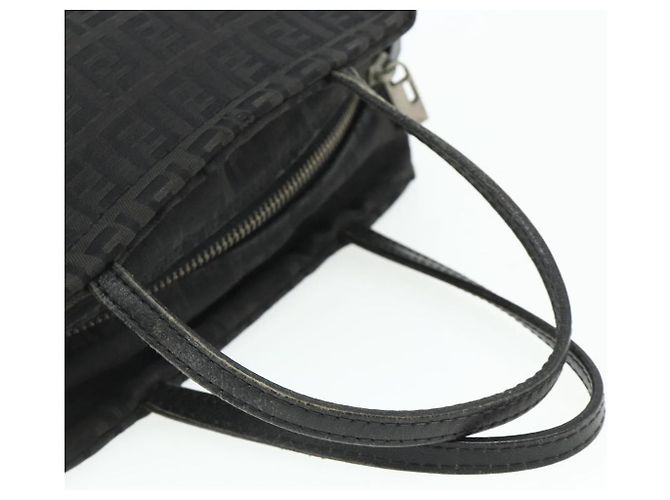 Borsa a mano FENDI Zucchino Canvas Nera Argento Auth 178108 Nero - vista 7