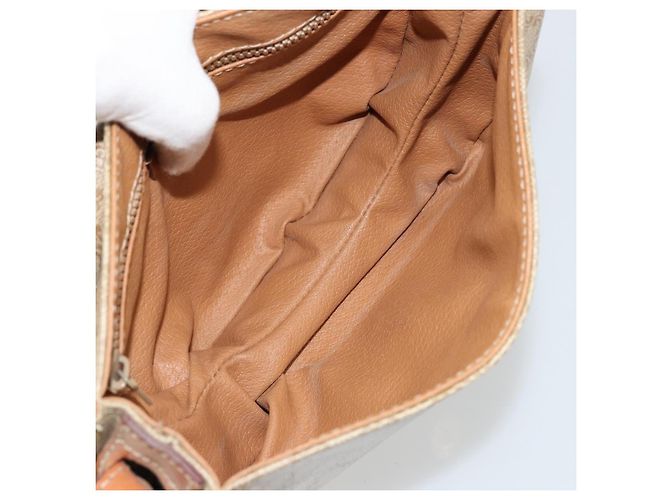Céline Borsa a tracolla CELINE Macadam Canvas PVC Beige Oro Auth 171226 D'oro - vista 11