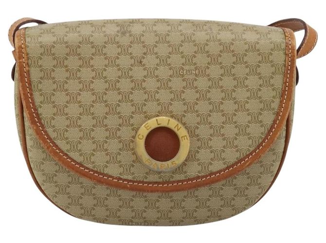 Céline Borsa a tracolla CELINE Macadam Canvas PVC Beige Oro Auth 171226 D'oro - vista 13