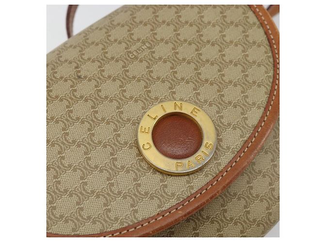 Céline Borsa a tracolla CELINE Macadam Canvas PVC Beige Oro Auth 171226 D'oro - vista 17