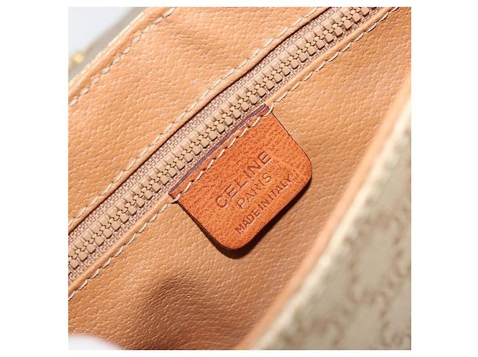 Céline Borsa a tracolla CELINE Macadam Canvas PVC Beige Oro Auth 171226 D'oro - vista 19