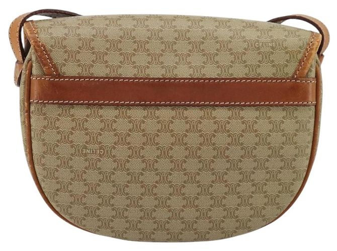 Céline Borsa a tracolla CELINE Macadam Canvas PVC Beige Oro Auth 171226 D'oro - vista 2