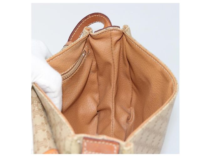 Céline Borsa a tracolla CELINE Macadam Canvas PVC Beige Oro Auth 171226 D'oro - vista 20
