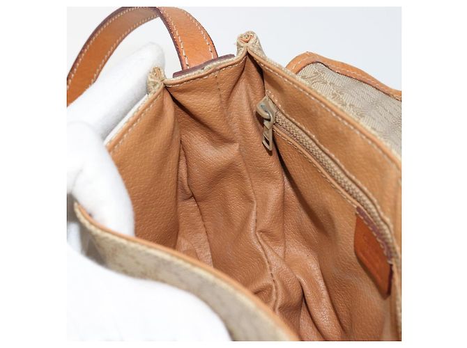 Céline Borsa a tracolla CELINE Macadam Canvas PVC Beige Oro Auth 171226 D'oro - vista 21