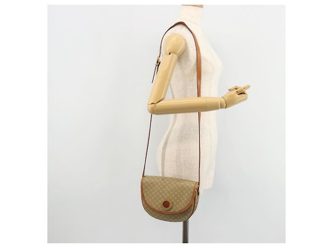 Céline Borsa a tracolla CELINE Macadam Canvas PVC Beige Oro Auth 171226 D'oro - vista 24